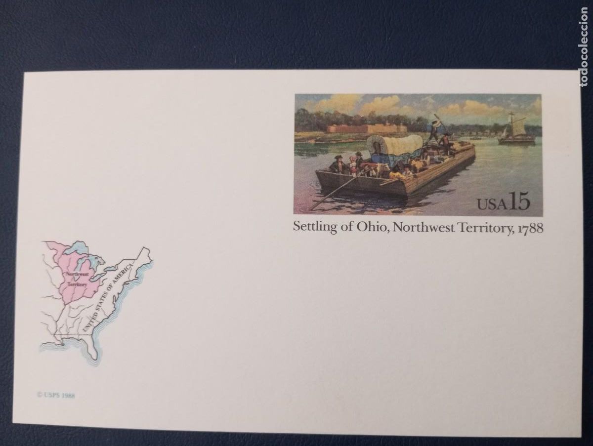 Sellos: ESTADOS UNIDOS, 1988, ENTERO POSTAL, SEETLING OF OHIO, NORTHWEST TERRITORY 1788