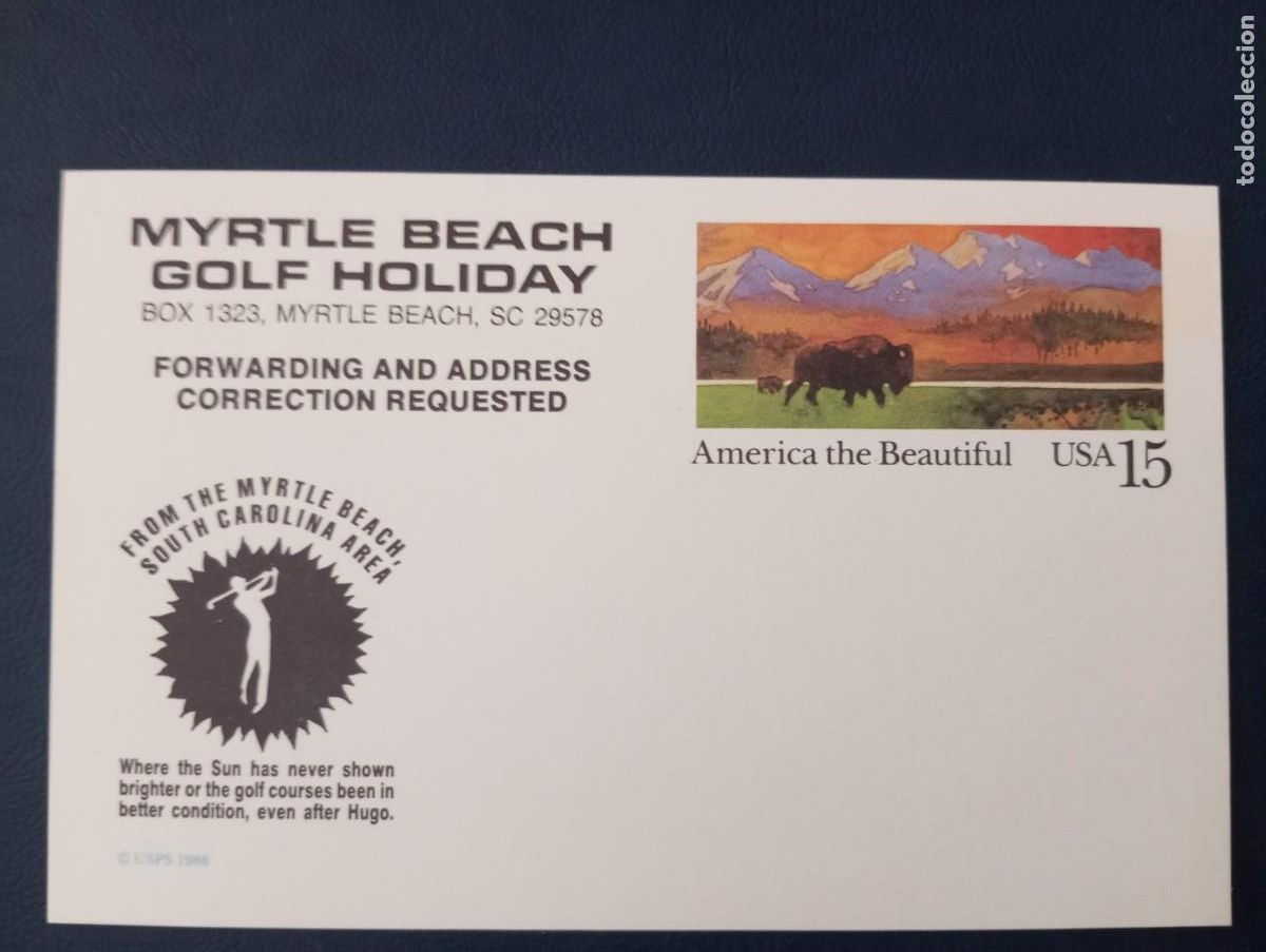 Sellos: ESTADOS UNIDOS, 1988, ENTERO POSTAL, AMERICA THE BEAUTIFUL, GOLF HOLIDAY