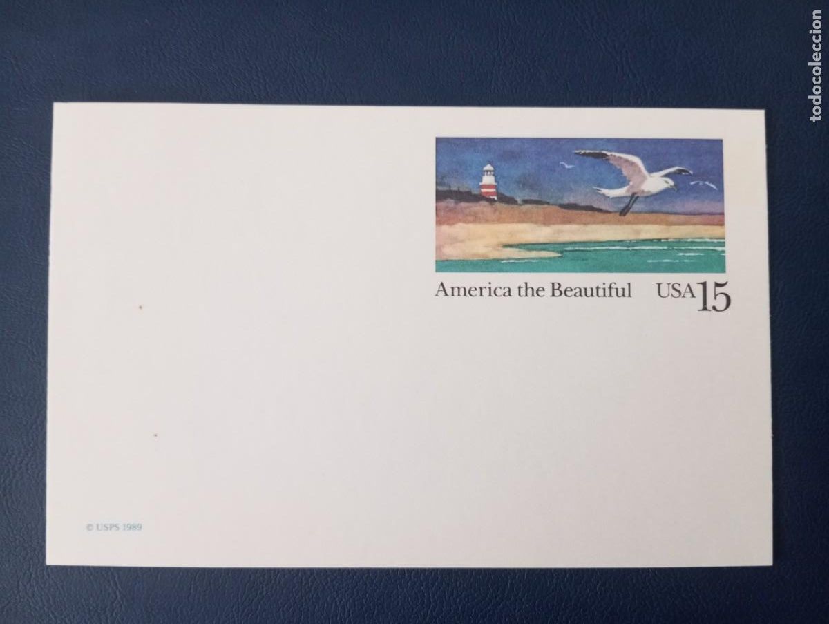 Sellos: ESTADOS UNIDOS, 1989, ENTERO POSTAL, AM&Eacute;RICA THE BEAUTIFUL, GAVIOTAS, AVES
