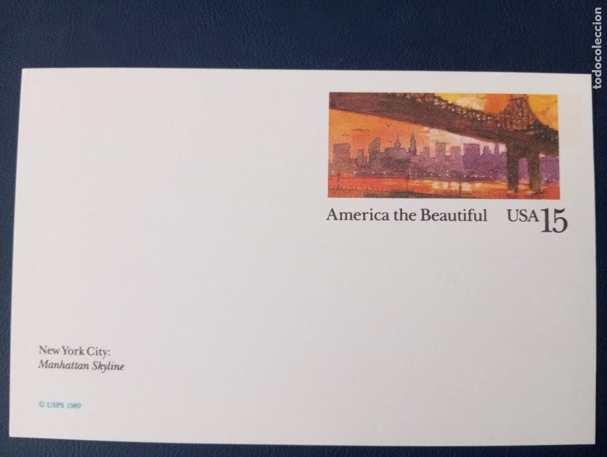 Sellos: ESTADOS UNIDOS, 1989, ENTERO POSTAL, AM&Eacute;RICA THE BEAUTIFUL, THE NEW YORK CITY, MANNHATTAN SKYLINE