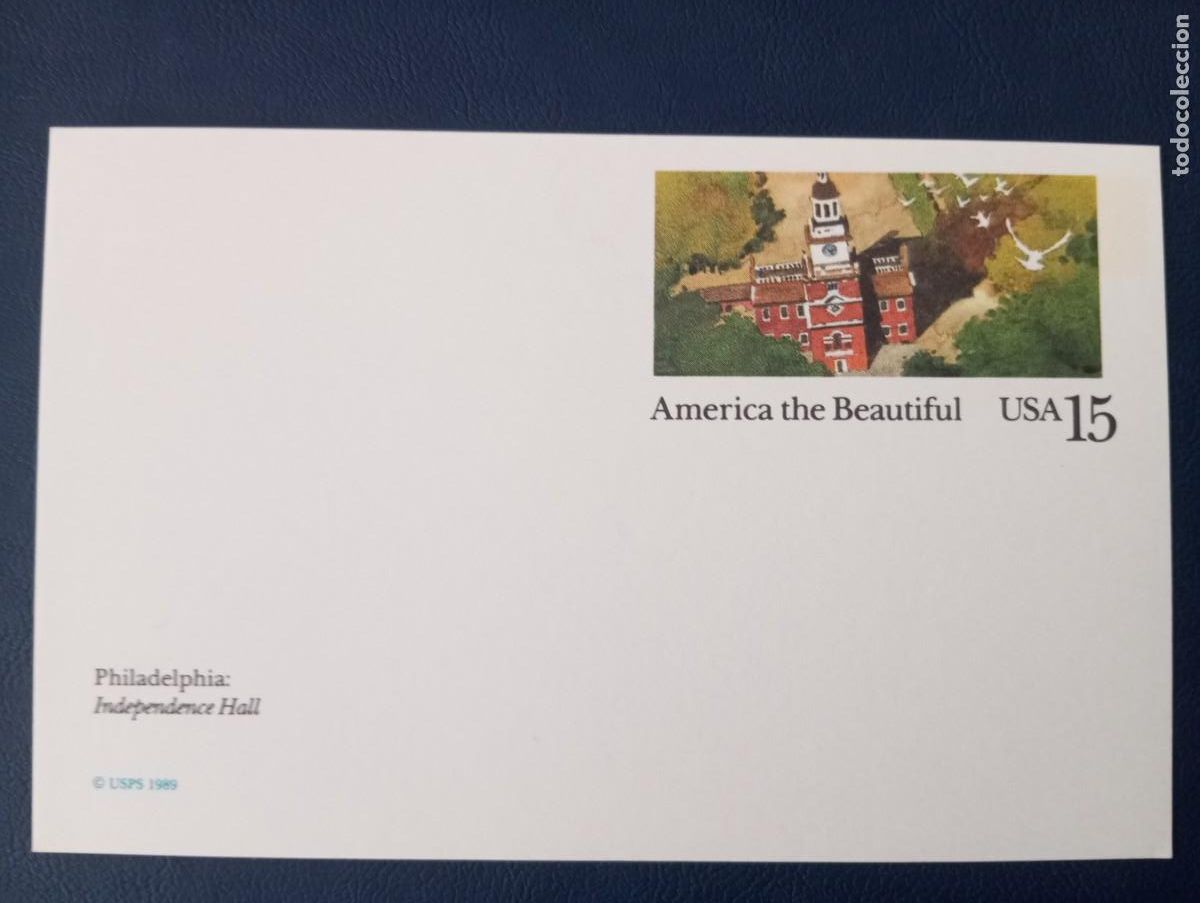 Sellos: ESTADOS UNIDOS, 1989, ENTERO POSTAL, AM&Eacute;RICA THE BEAUTIFUL, PHILADELPHIA, INDEPENDENCE HALL