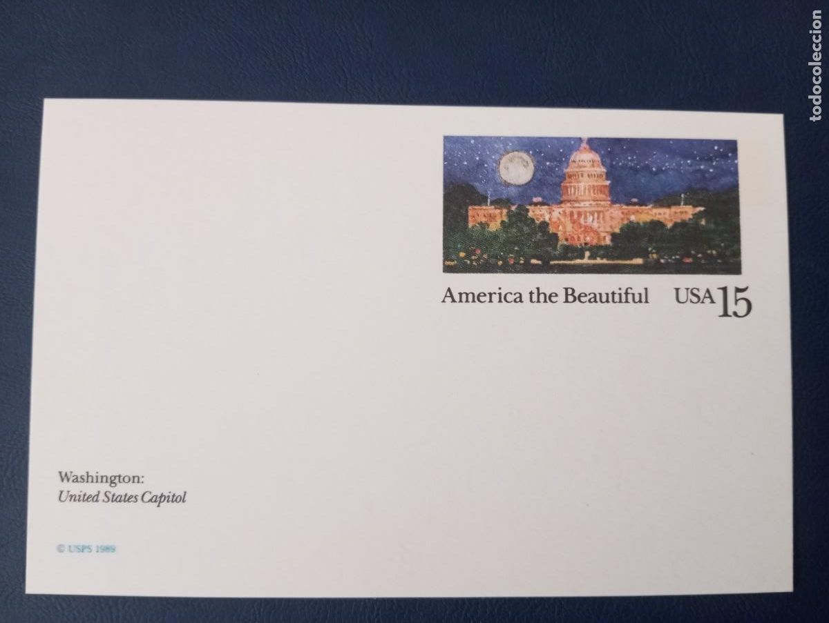 Sellos: ESTADOS UNIDOS, 1989, ENTERO POSTAL, AM&Eacute;RICA THE BEAUTIFUL, WASHINGTON UNITES STATES CAPITOL