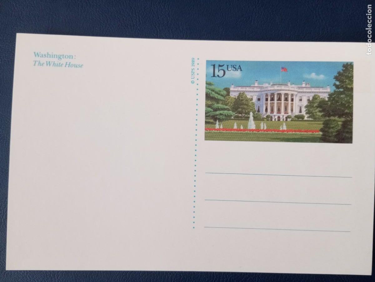 Sellos: ESTADOS UNIDOS, 1989, ENTERO POSTAL, WASHINGTON, THE WHITE HOUSE, POSTAL.