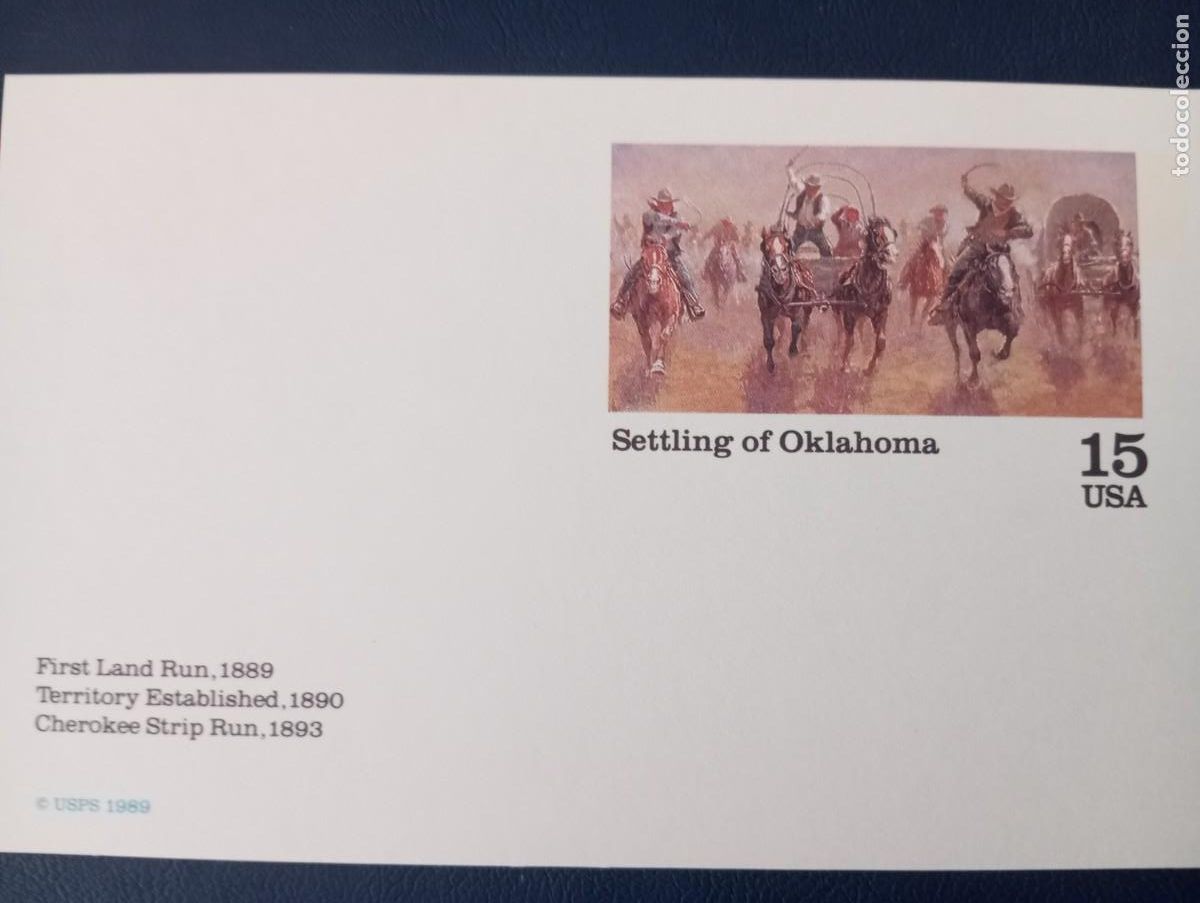 Sellos: ESTADOS UNIDOS, 1989, ENTERO POSTAL ,SETTLING OF OKLAHOMA.