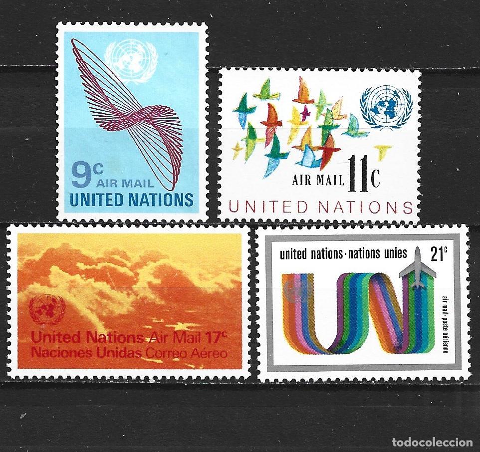 Sellos: NACIONES UNIDAS NUEVA YORK CORREO AEREO YVERT NUM. 15/18 SERIE COMPLETA NUEVA SIN GOMA
