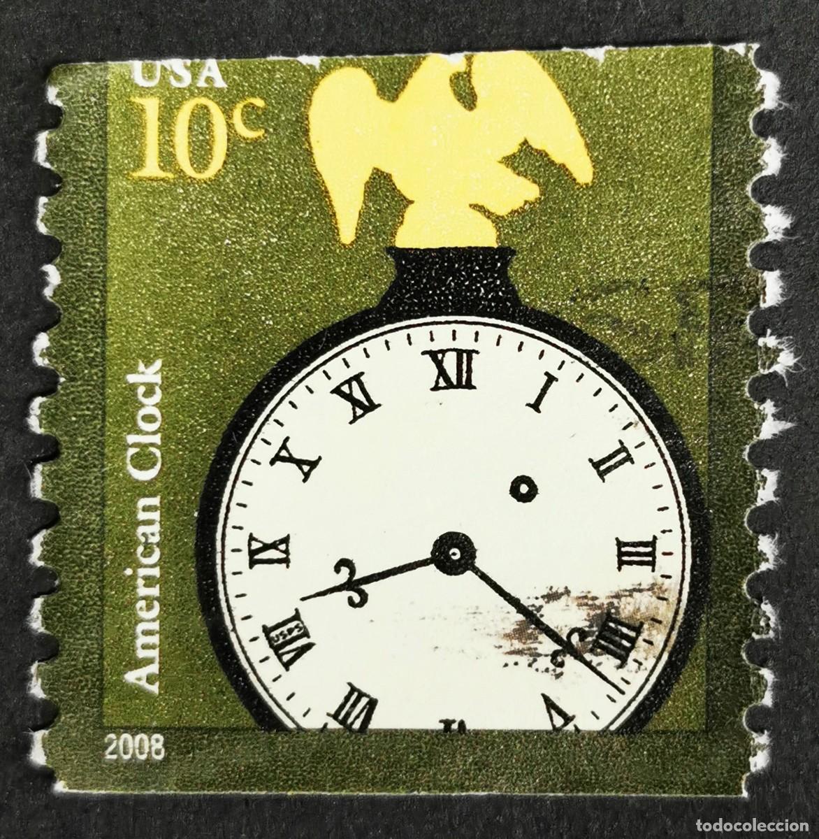 Briefmarken: Sello Estados Unidos U.S.A.2008, Reloj americano&rdquo;, conocido como Reloj Banjo, 10 &cent; Michel US 4410