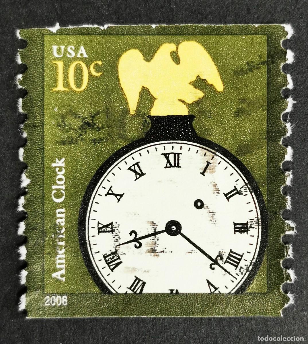 Briefmarken: Sello Estados Unidos U.S.A.2008, Reloj americano&rdquo;, conocido como Reloj Banjo, 10 &cent; Michel US 4410