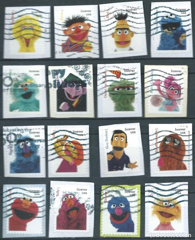 Selos: ESTADOS UNIDOS 2019 DE HB BARRIO S&Eacute;SAMO SESAME STREET SET 16V USADOS EN PAPEL SN 5394A-P YT 5236-51
