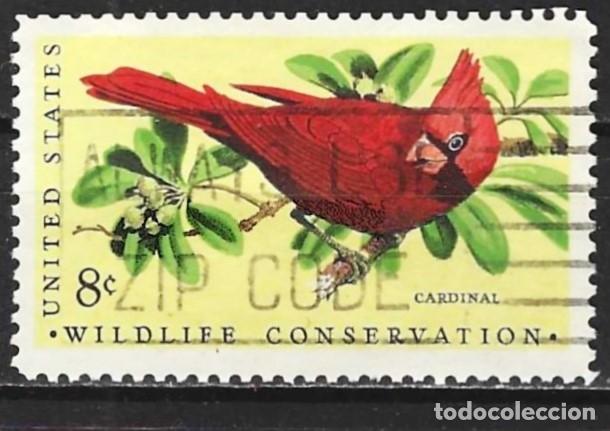 Sellos: Estados Unidos 1972 - Mi 1080 - YT 964 - Ave : Cardenal norte&ntilde;o