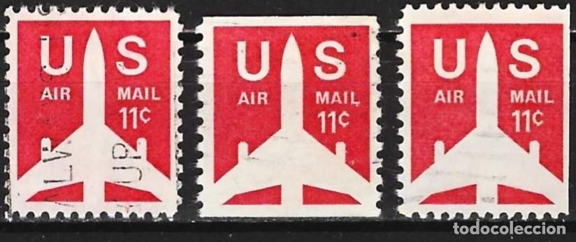 Sellos: Estados Unidos 1971 - Mi 1029 yA, yC, yDr - YT Pa 74, 74a y 74b - Avi&oacute;n