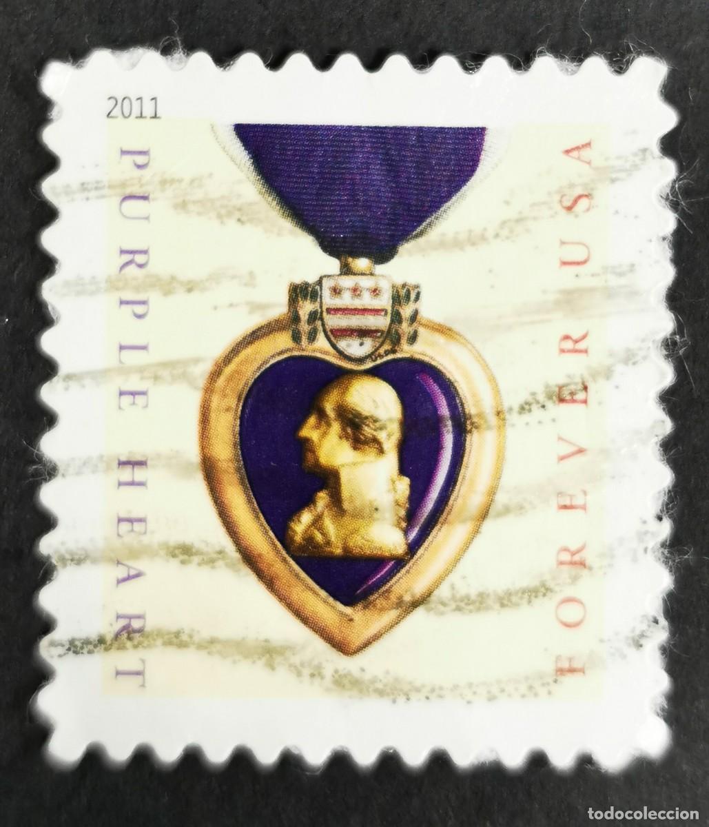 Sellos: Sello Estados Unidos U.S.A.2011,Coraz&oacute;n P&uacute;rpura, Sin Valor Facial Michel US 4703