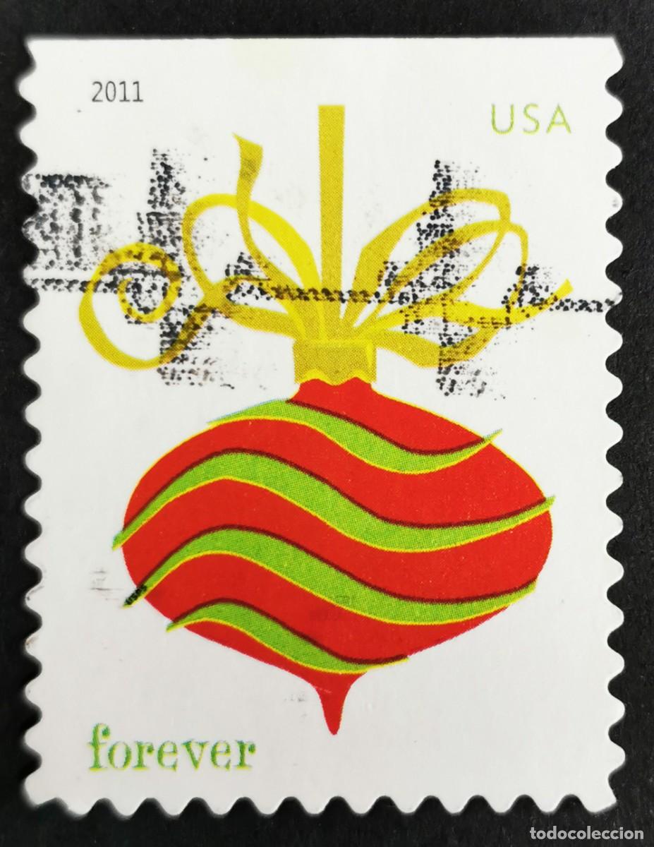Sellos: Sello Estados Unidos U.S.A.2011,Adornos navide&ntilde;os: Rojo ondulado, Sin Valor Facial Michel US 4760IIB