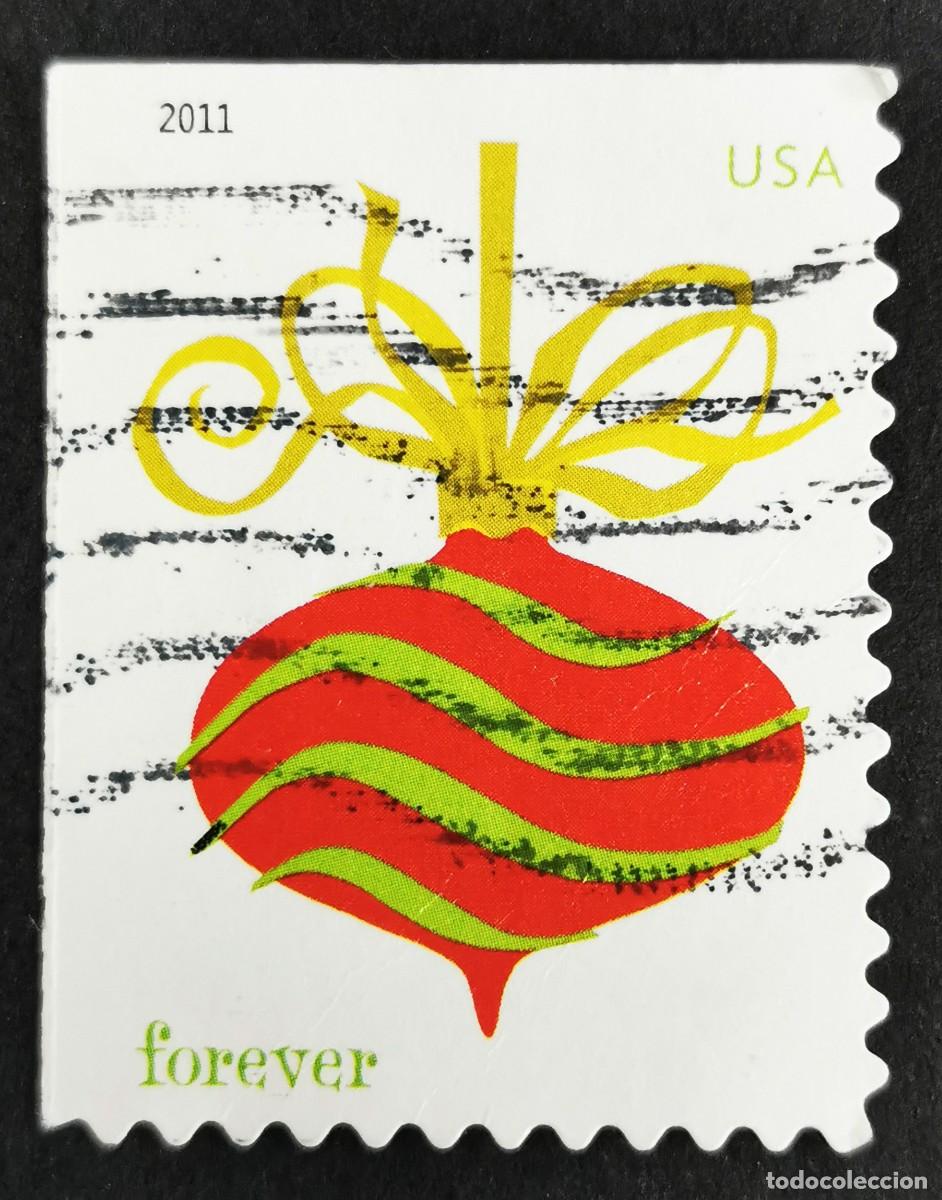 Sellos: Sello Estados Unidos U.S.A.2011,Adornos navide&ntilde;os: Rojo ondulado, Sin Valor Facial Michel US 4760IBE