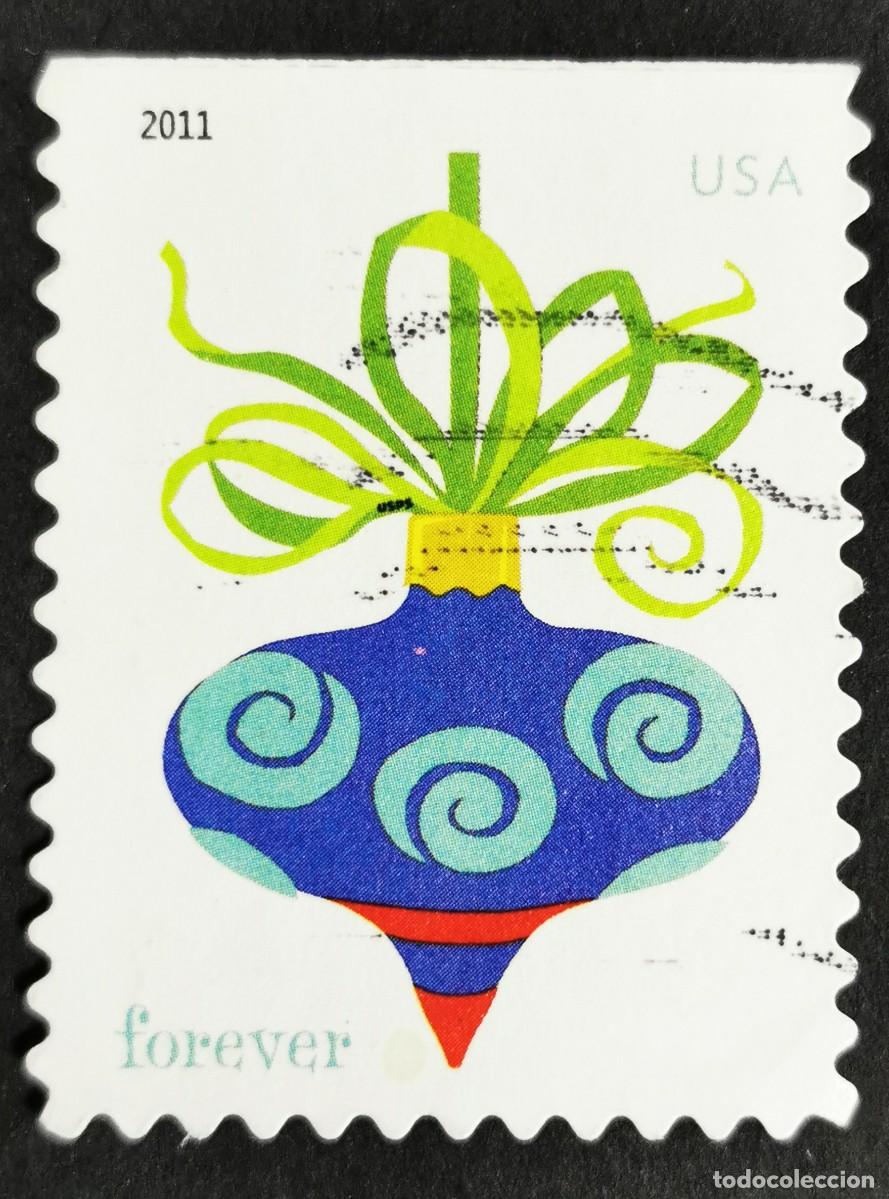 Sellos: Sello Estados Unidos U.S.A.2011,Adornos navide&ntilde;os: espiral azul, Sin Valor Facial Michel US 4761IIBD