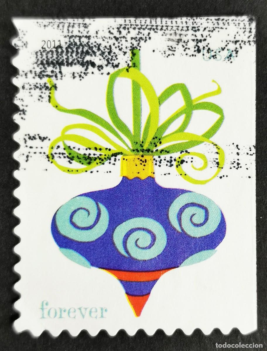 Sellos: Sello Estados Unidos U.S.A.2011,Adornos navide&ntilde;os: espiral azul, Sin Valor Facial Michel US 4761IIBE
