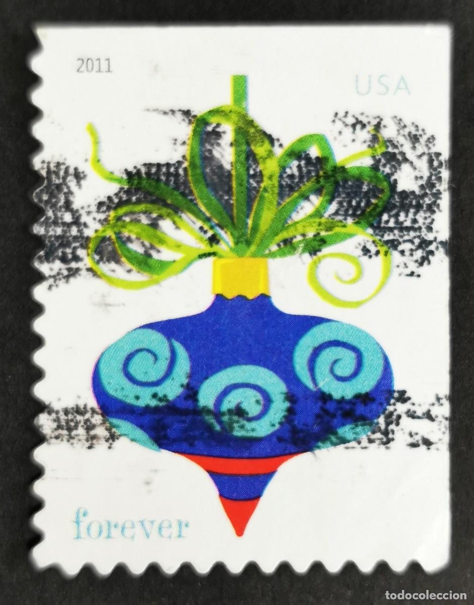 Sellos: Sello Estados Unidos U.S.A.2011,Adornos navide&ntilde;os: espiral azul, Sin Valor Facial Michel US 4761IIBE