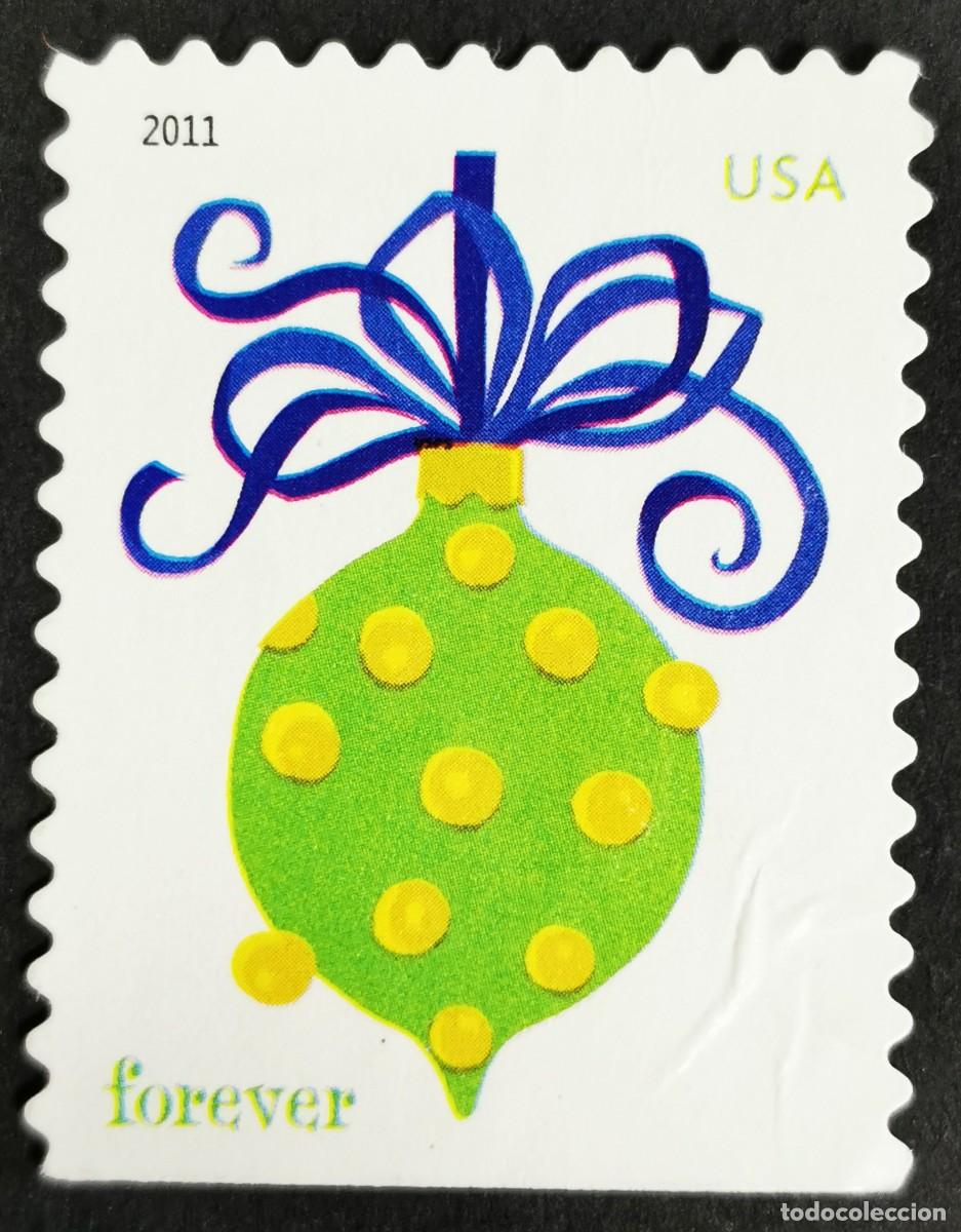 Sellos: Sello Estados Unidos U.S.A.2011,Adornos navide&ntilde;os: Mancha verde, Sin Valor Facial Michel US 4763IBD
