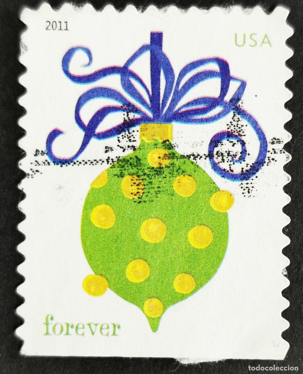 Sellos: Sello Estados Unidos U.S.A.2011,Adornos navide&ntilde;os: Mancha verde, Sin Valor Facial Michel US 4763IBD