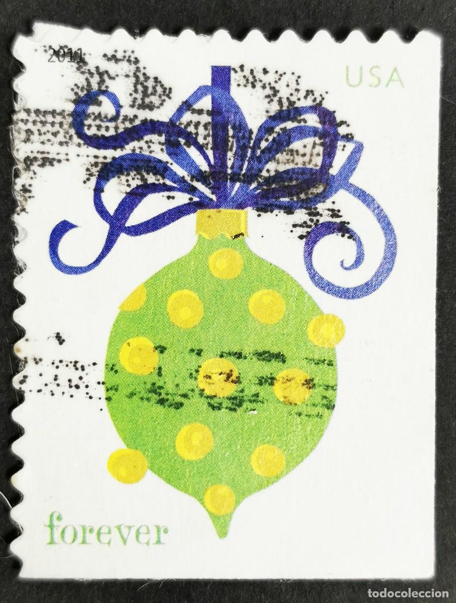 Sellos: Sello Estados Unidos U.S.A.2011,Adornos navide&ntilde;os: Mancha verde, Sin Valor Facial Michel US 4763IIBD