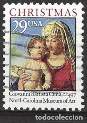 Sellos: Estados Unidos 1993 - Mi 2385 - YT 2193 - Navidad : La Virgen con el Ni&ntilde;o