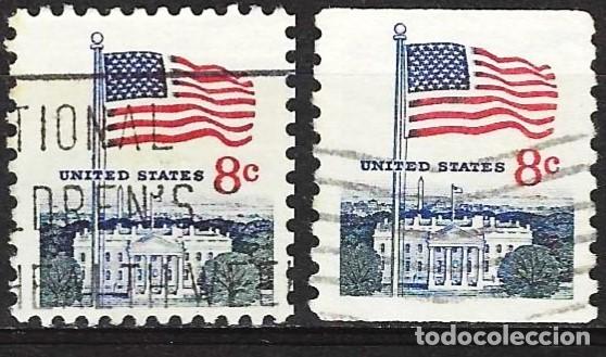 Sellos: Estados Unidos 1971 - Mi 1033A y C - YT 923 y 923a - Bandera nacional