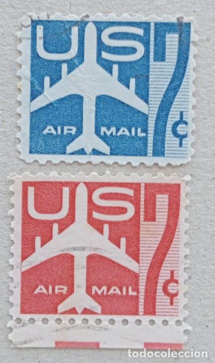 Sellos: 1958. ESTADOS UNIDOS. A 50 / A 51. Aviaci&oacute;n. Serie completa. Usado.