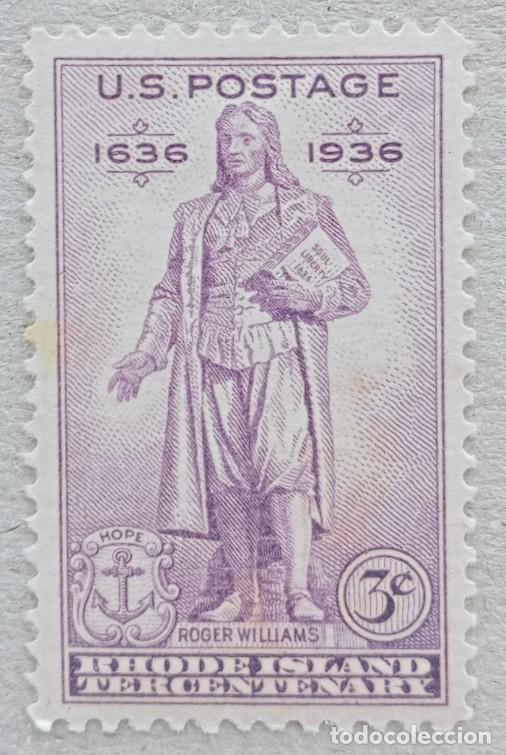 Sellos: 1936. ESTADOS UNIDOS. 347. Tricentenario colonia de Rhode Island. R. Williams. Serie completa. Usado