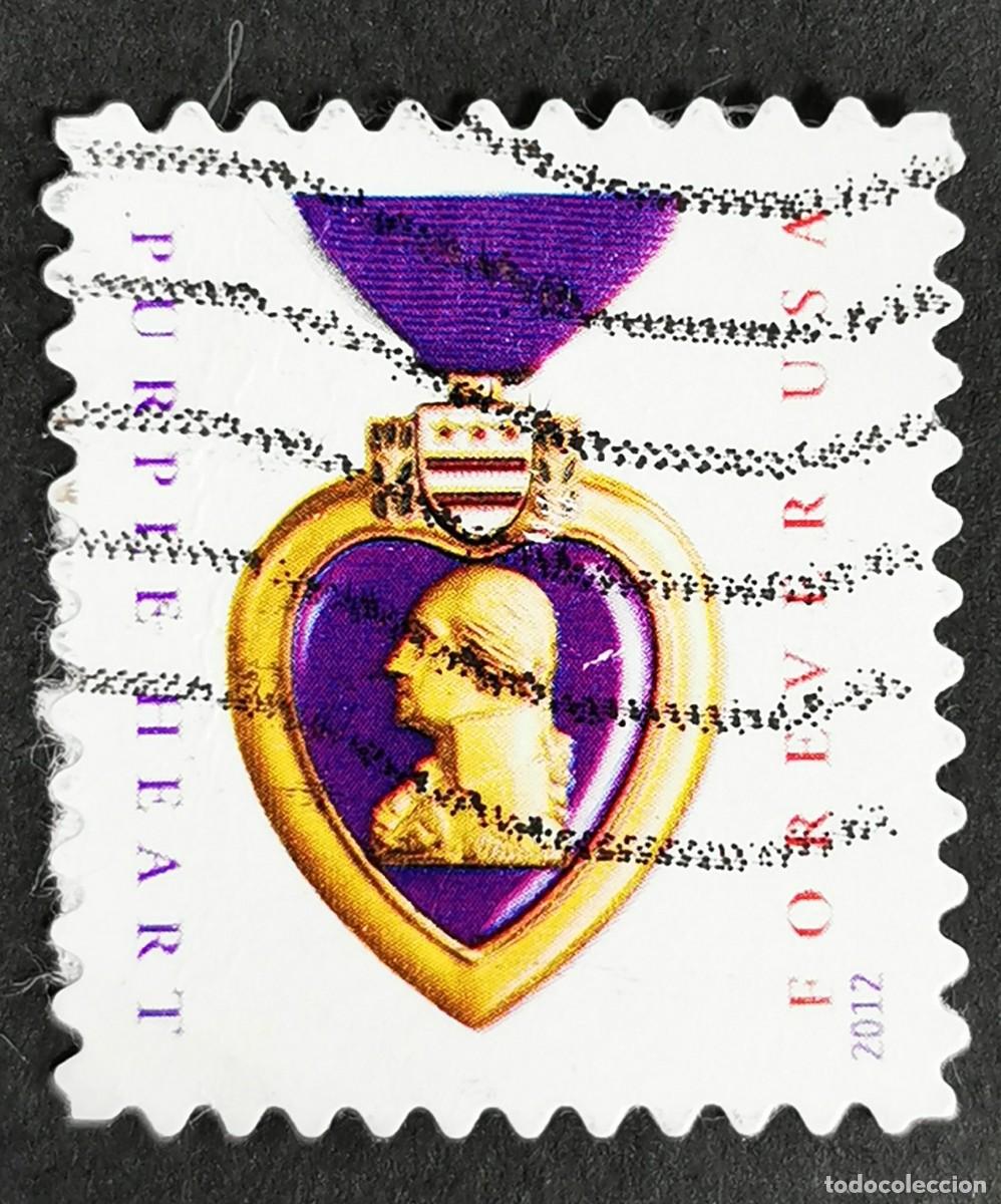 Sellos: Sello Estados Unidos U.S.A.2012, Coraz&oacute;n P&uacute;rpura, Sin Valor Facial, Michel US 4881IBA
