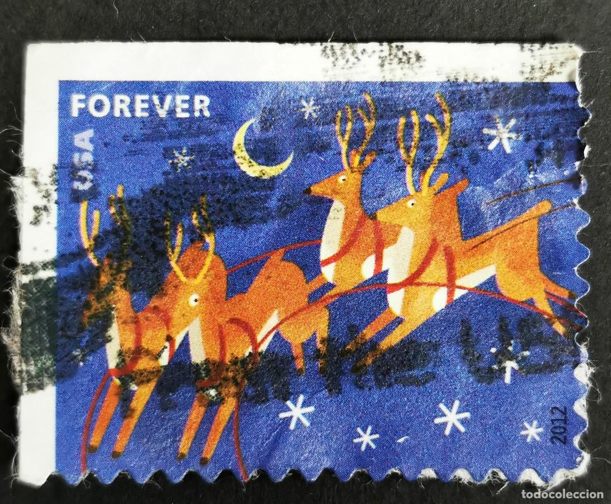 Sellos: Sello Estados Unidos U.S.A.2012, Renos en vuelo y la luna, Sin Valor Facial, Michel US 4899BD