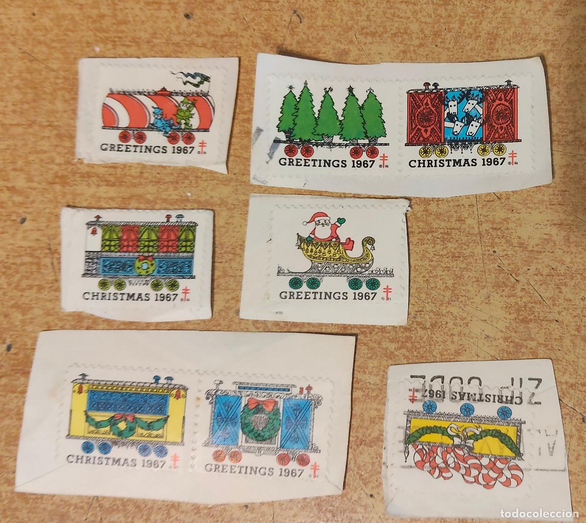 Sellos: sello 1967 - U.S.A. / ESTADOS UNIDOS - VI&Ntilde;ETA CHRISTMAS GREETINGS - TREN DE NAVIDAD - LOTE 8