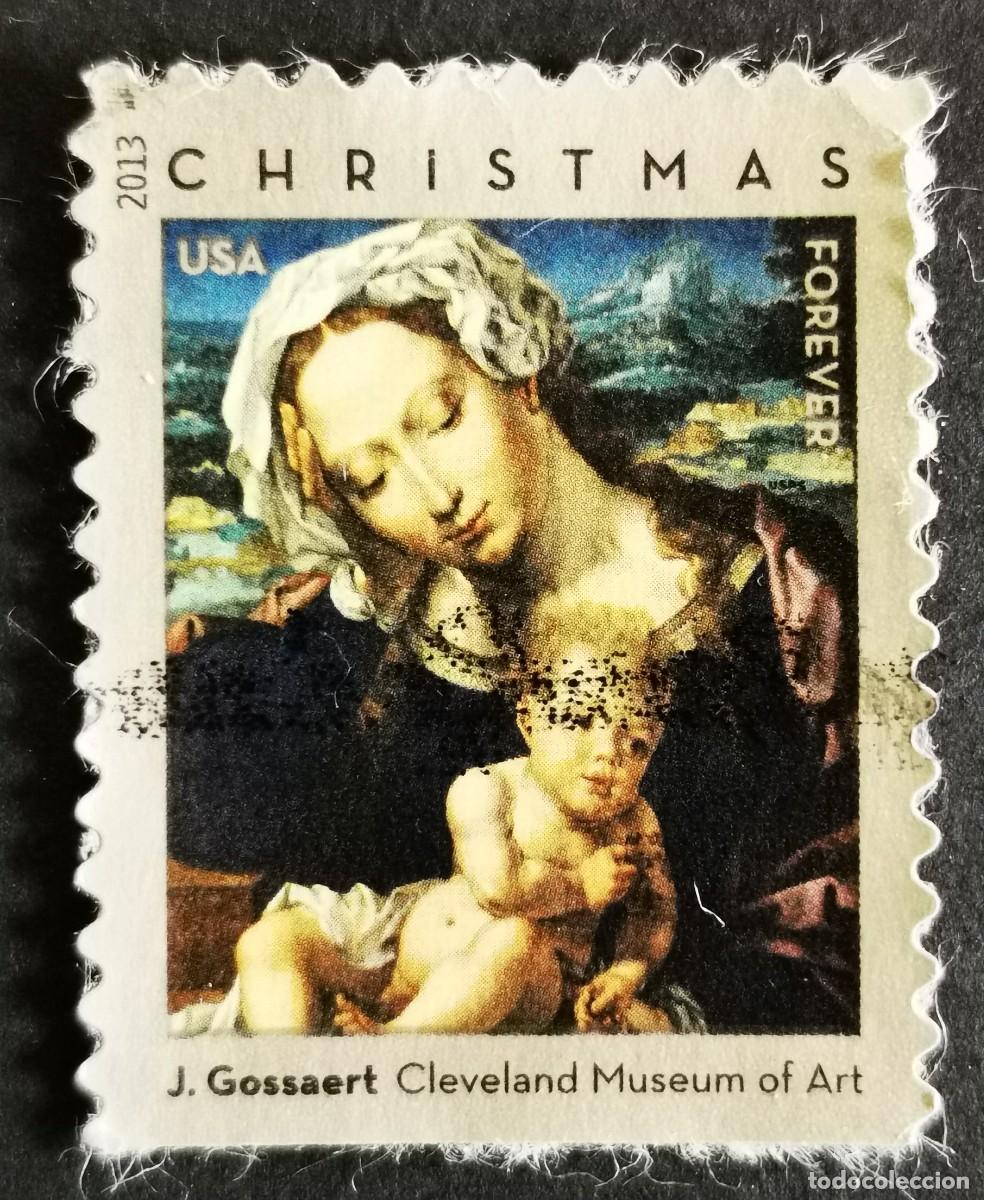 Sellos: Sello Estados Unidos U.S.A.2013,Virgen Ni&ntilde;o, de J. Gossaert, Sin Valor Facial, Michel US 5009BDu