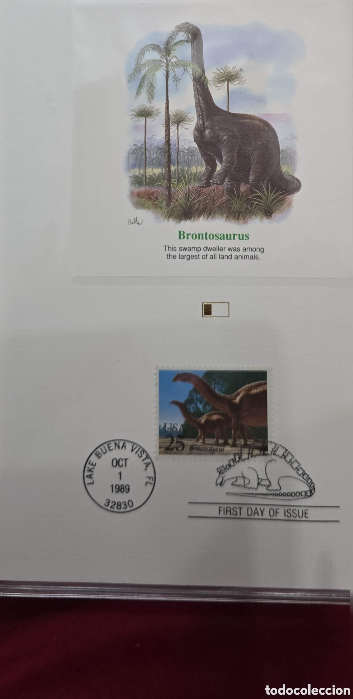 Sellos: CA) 1989. United States . Dinosaurios. Brontosaurio. Mini hojas.