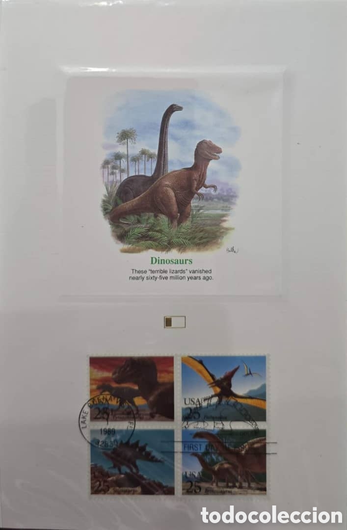 Sellos: CA) 1989. United States . Dinosaurs. Mini leaves.