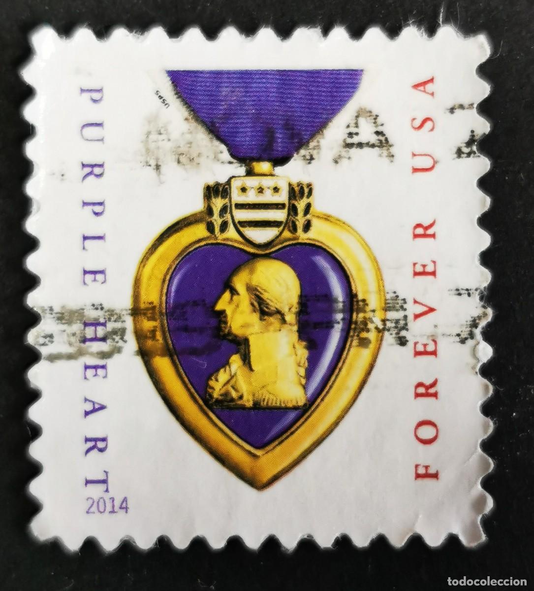 Sellos: Sello Estados Unidos U.S.A.2014,Coraz&oacute;n P&uacute;rpura, Sin Valor Facial, Michel US 4881IIBA