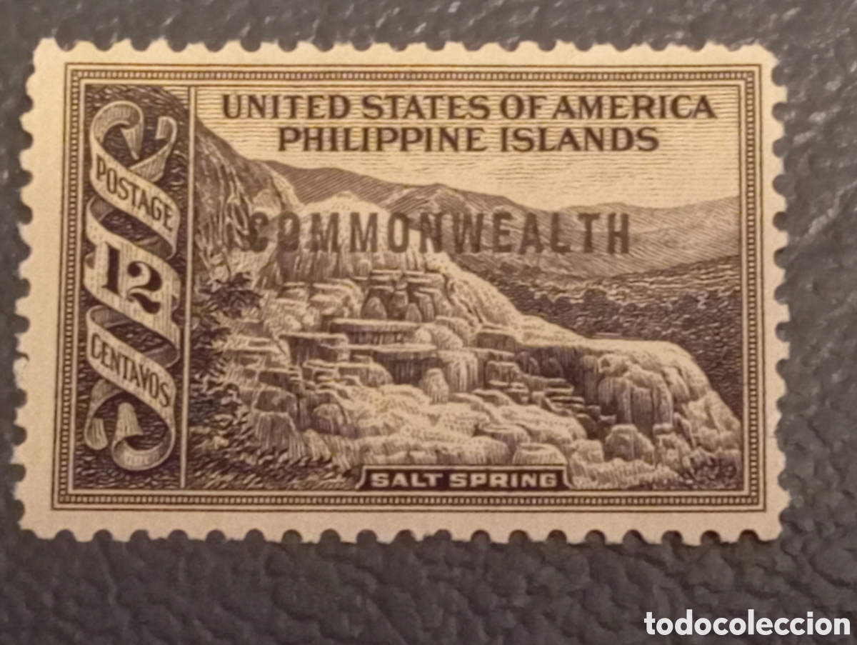Sellos: Sello Filipinas 1936-37, 12c Salt Spring, Sobrecarga Commonwealth - Scott #417 MH