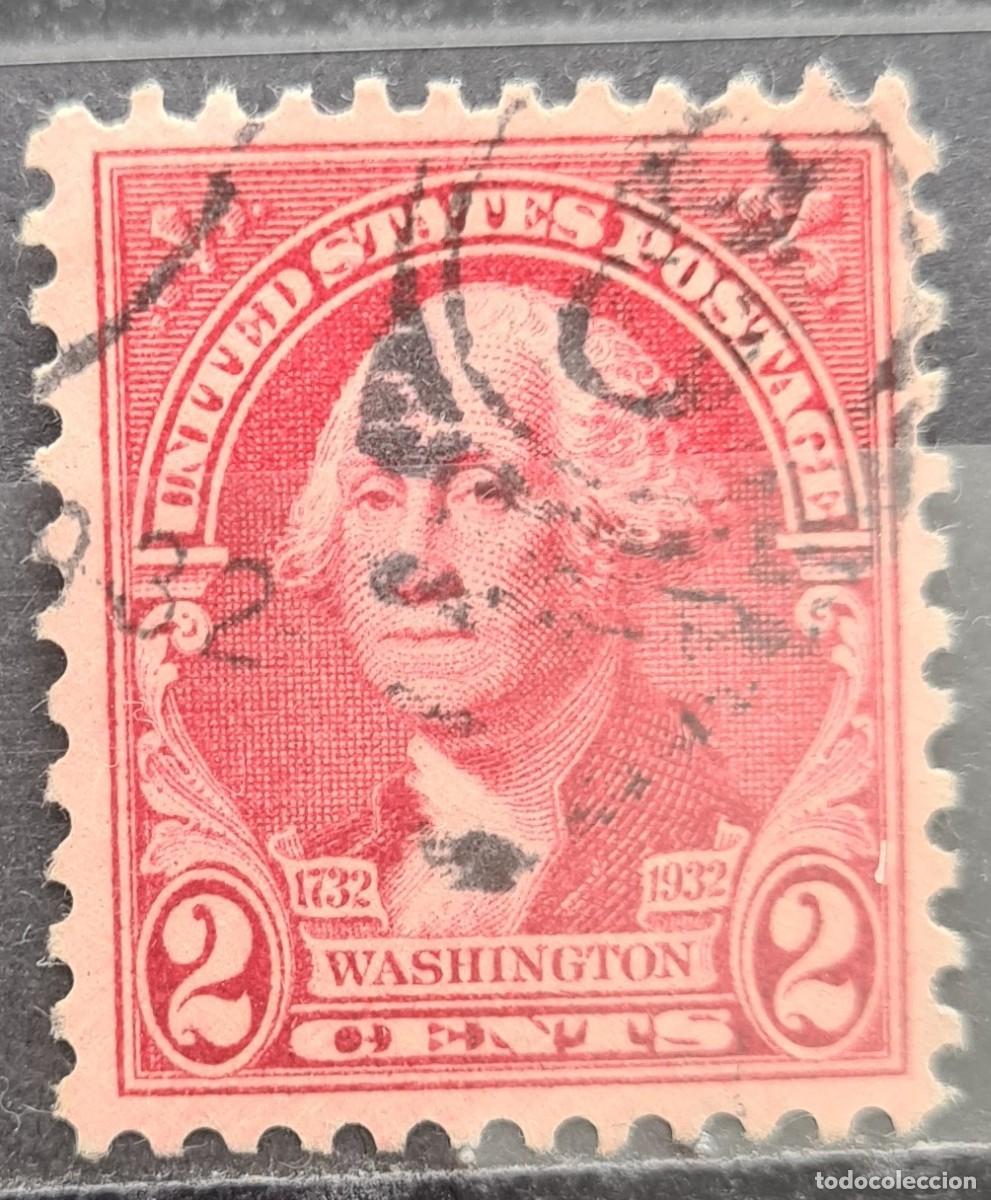 Sellos: Sello usado de Estados de Norteam&eacute;rica 1932: II Centenario del nacimiento de Washington