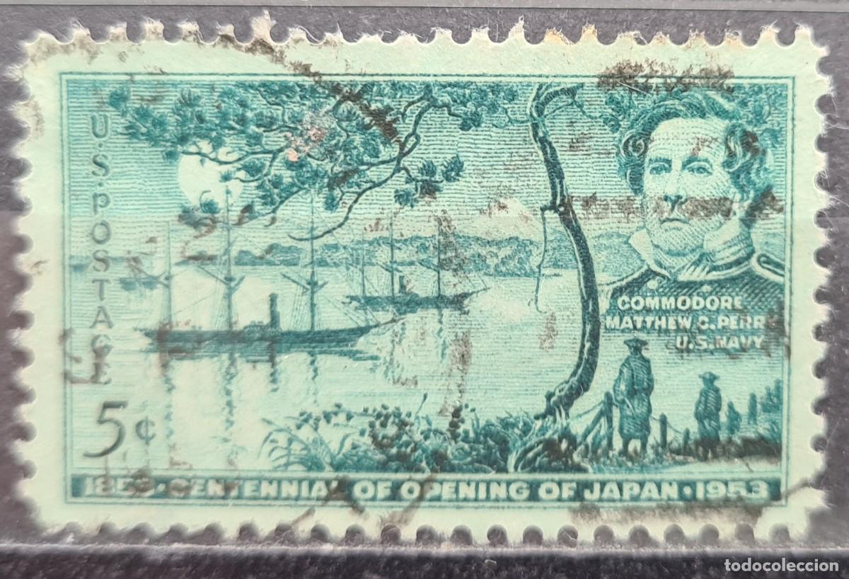 Sellos: Sello usado de Estados de Norteam&eacute;rica 1953: Centeario de los intercambios comerciales con Jap&oacute;n