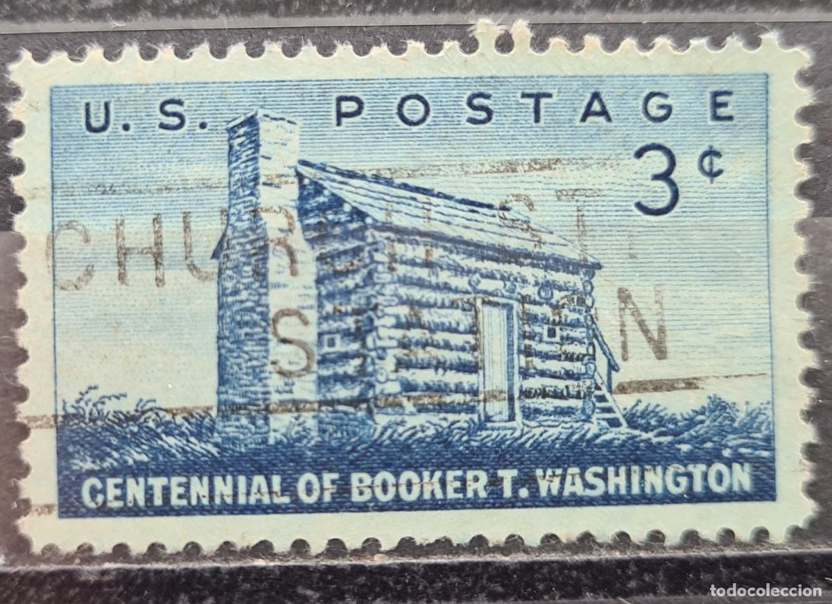 Sellos: Sello usado de Estados de Norteam&eacute;rica 1956: Centenario del nacimiento del pedagogo B.T. Washington