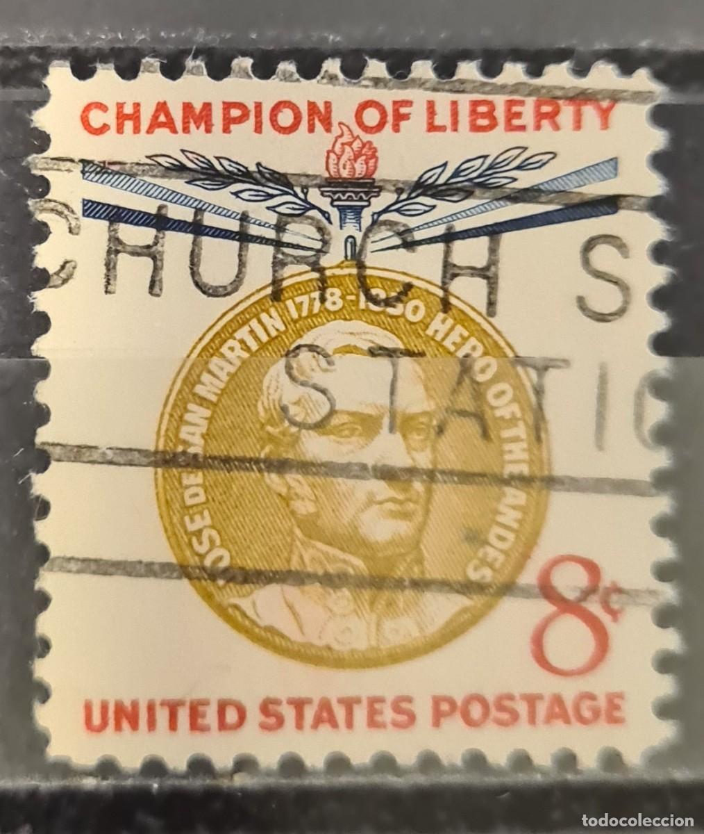 Sellos: Sello usado de Estados de Norteam&eacute;rica 1959: Jos&eacute; de San Mart&iacute;n, campe&oacute;n de la Libertad