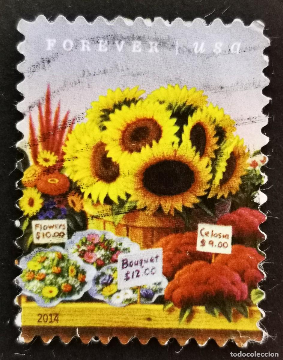 Sellos: Sello Estados Unidos U.S.A.2014,Mercado de agricultores: Flores,Sin Valor Facial, Michel US Flores