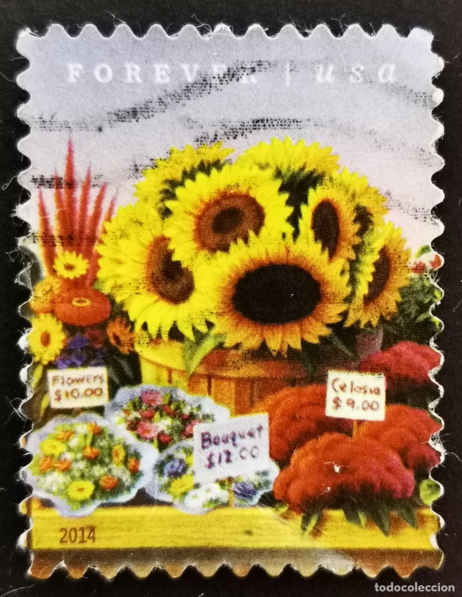 Sellos: Sello Estados Unidos U.S.A.2014,Mercado de agricultores: Flores,Sin Valor Facial, Michel US Flores