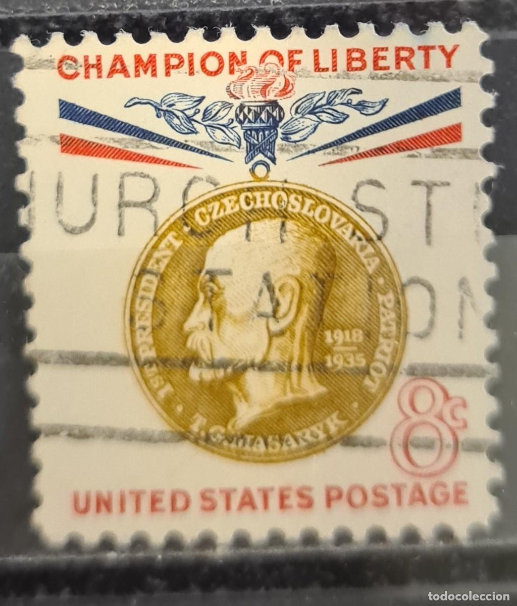 Sellos: Sello usado de Estados de Norteam&eacute;rica 1960: Thomas G. Masaryk, campe&oacute;n de las libertades