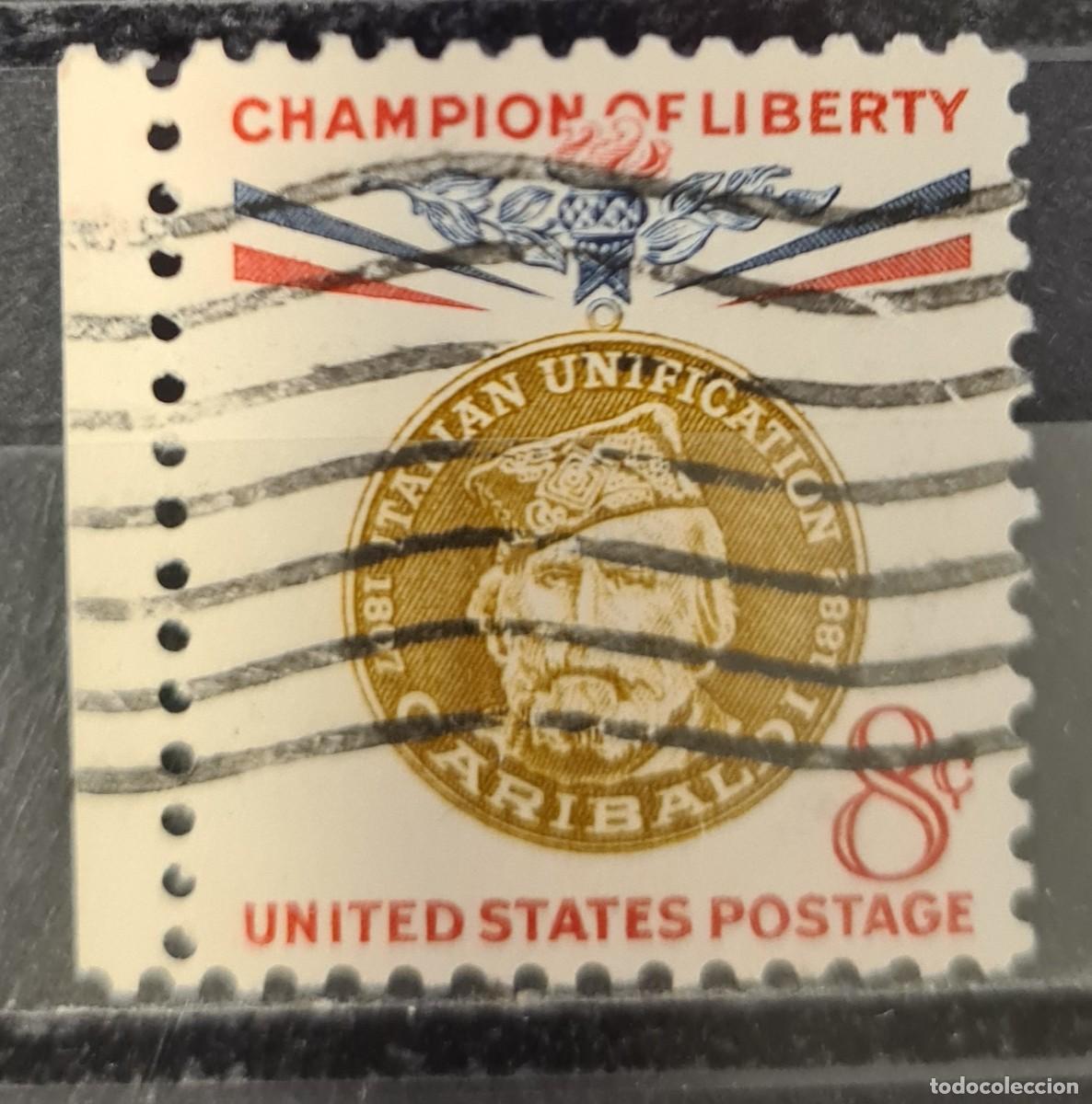Sellos: Sello usado de Estados de Norteam&eacute;rica 1960: Garibaldi, campe&oacute;n de las libertades