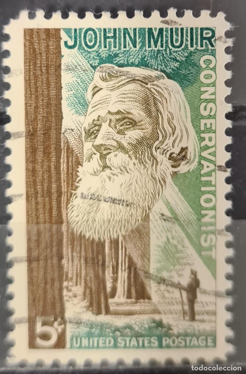 Sellos: Sello usado de Estados de Norteam&eacute;rica 1964: cincuentenario de la muerte del naturalista John Muir