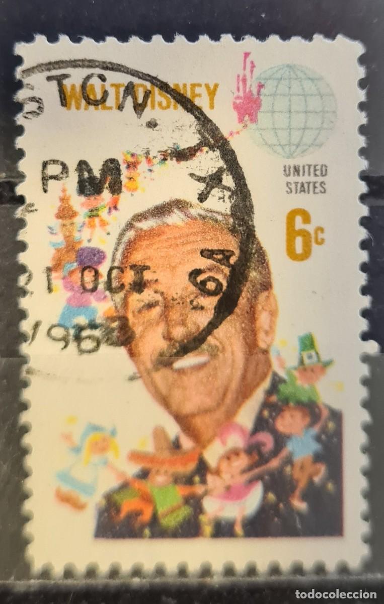 Sellos: Sello usado de Estados Unidos de Norteam&eacute;rica 1968: Segundo anirvesario de la muerte de Walt Disney
