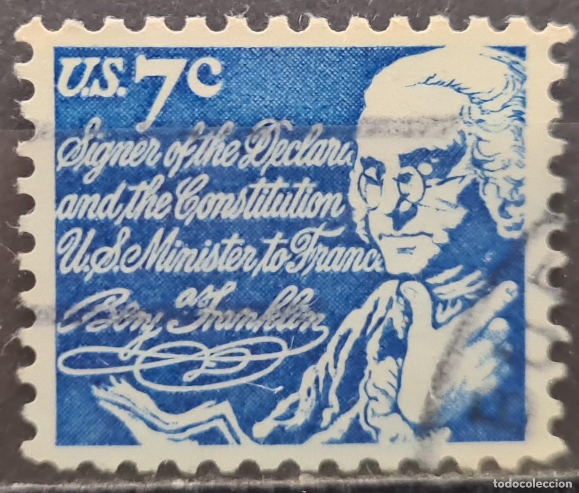 Sellos: Sello usado de Estados Unidos de Norteam&eacute;rica 1972: Benjamin Franklin