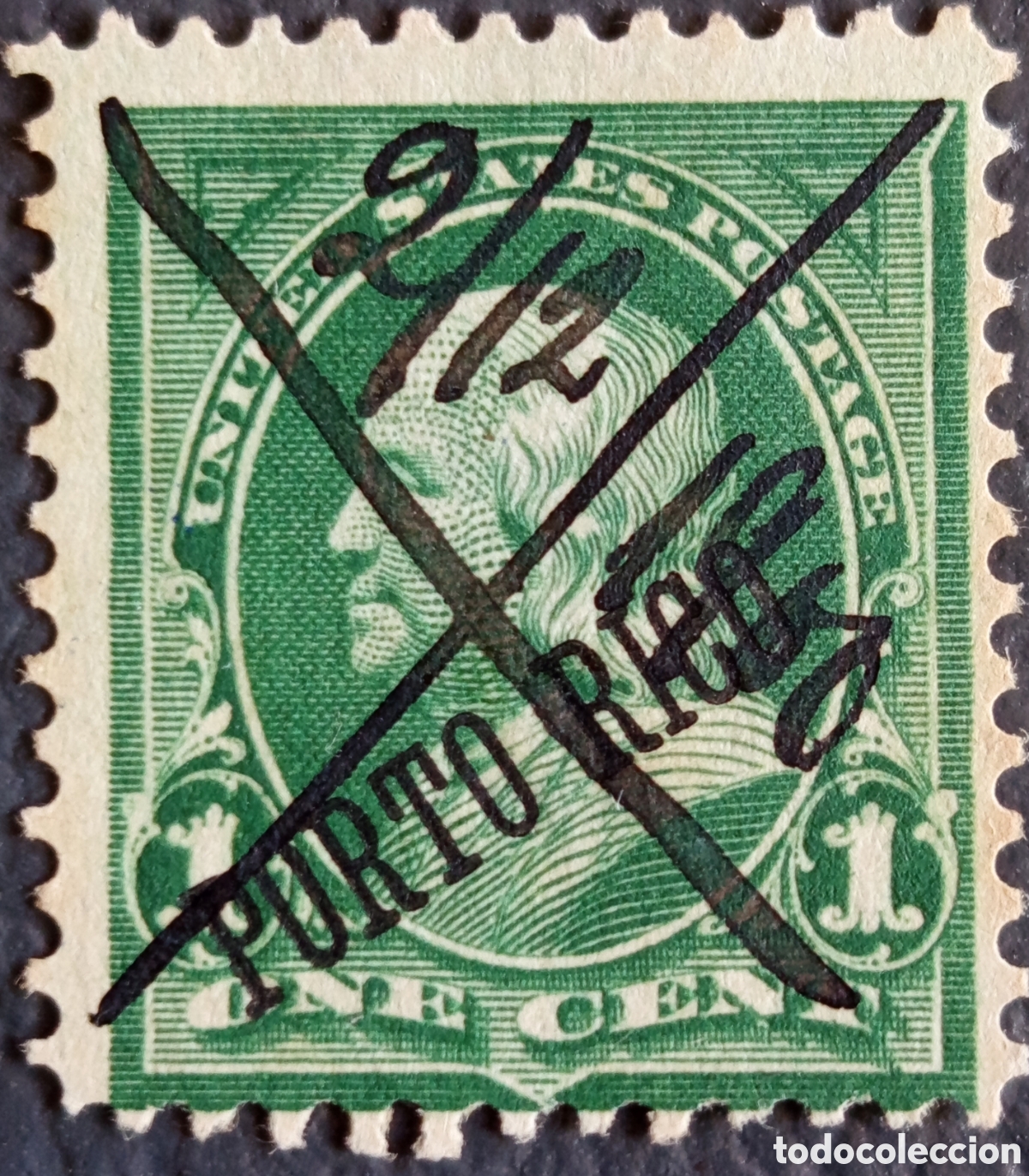 Sellos: Sello de 1c Benjamin Franklin (1898) con Sobrecarga &rdquo;PORTO RICO&rdquo;, Cat&aacute;logo Scott #210, Usado