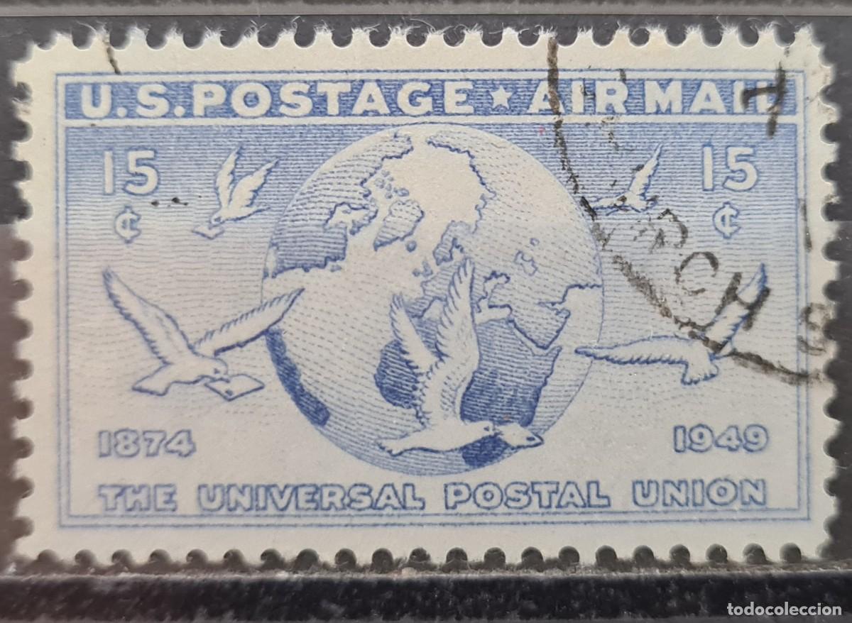 Sellos: Sello a&eacute;reo usado de Estados Unidos de Norteam&eacute;rica 1949: 75 aniversario del UPU