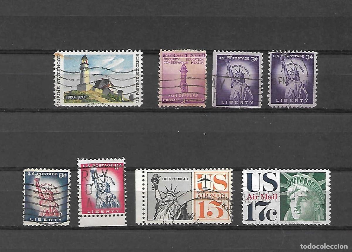 Sellos: 8 sellos diferentes de Faros, EE.UU. sellos a&ntilde;os 1940/1971
