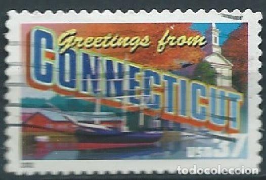 Sellos: ESTADOS UNIDOS 2002 GREETINGS: CONNECTICUT USADO YT 3266 MI 3526 SN 3567
